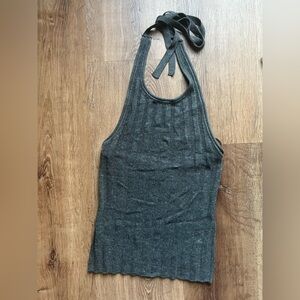 DISSH | Grey Ribbed Halter Top